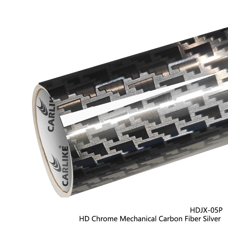 CARLIKE CL - HDJX - 05P HD Chrome Mechanical Carbon Fiber Silver Vinyl PET Liner - CARLIKE WRAP