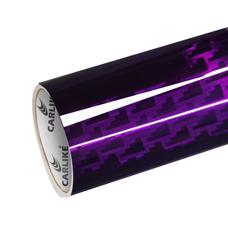 CARLIKE CL - HDJX - 08P HD Chrome Mechanical Carbon Fiber Purple Vinyl PET Liner - CARLIKE WRAP