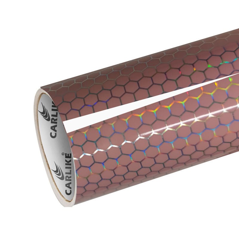 CARLIKE CL - HH - 07 Holographic Honeycomb Pink Vinyl - CARLIKE WRAP