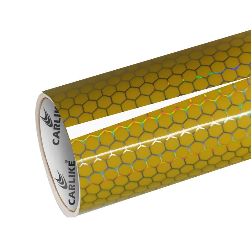 CARLIKE CL - HH - 09 Holographic Honeycomb Yellow Vinyl - CARLIKE WRAP