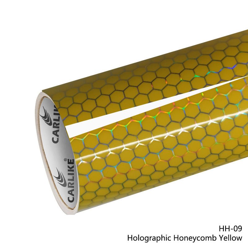 CARLIKE CL - HH - 09 Holographic Honeycomb Yellow Vinyl - CARLIKE WRAP
