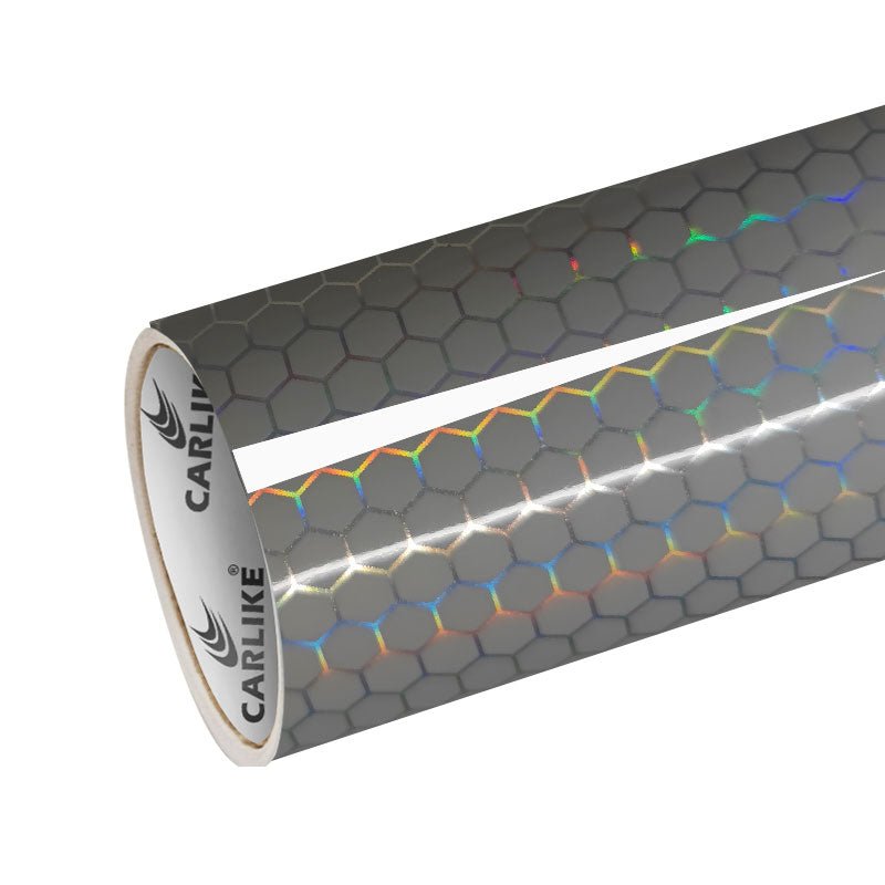 CARLIKE CL - HH - 12 Holographic Honeycomb Nardo Grey Vinyl - CARLIKE WRAP