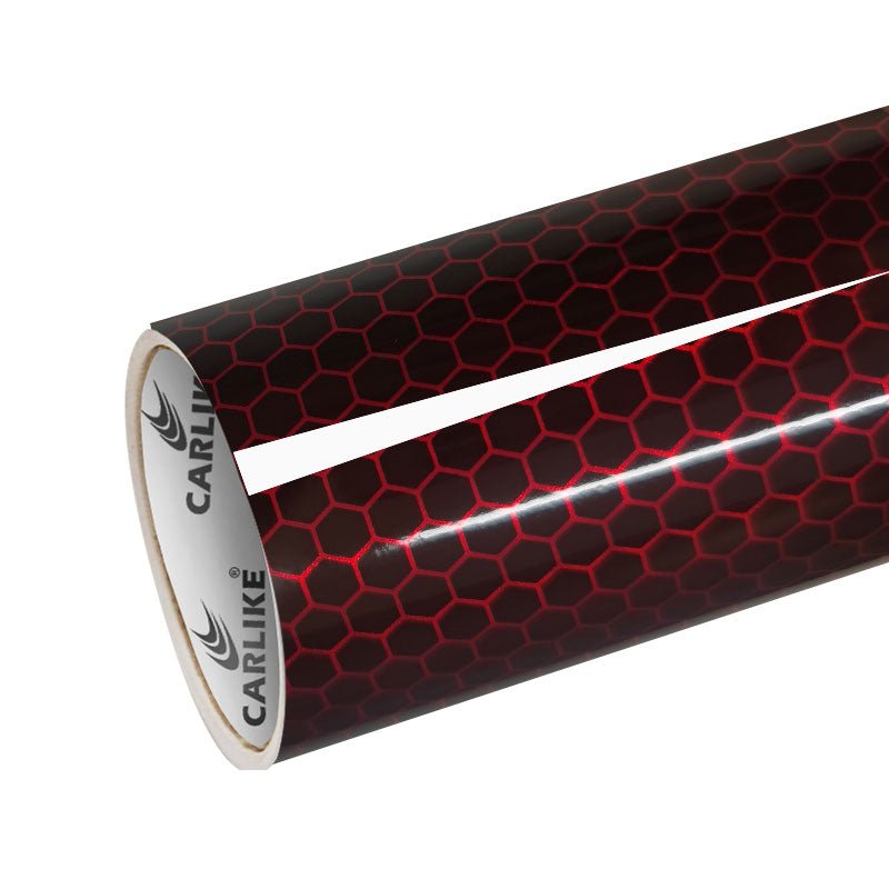 CARLIKE CL - HH - 15 Holographic Honeycomb Black Red Vinyl - CARLIKE WRAP