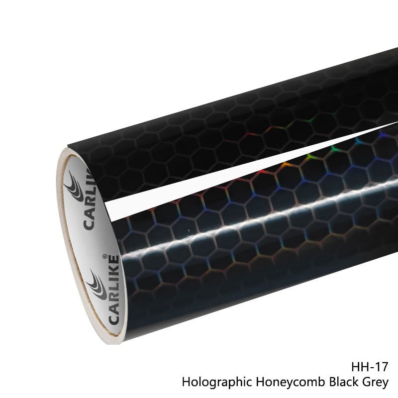 CARLIKE CL - HH - 17 Holographic Honeycomb Black Grey Vinyl - CARLIKE WRAP