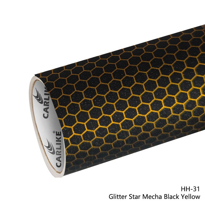 CARLIKE CL - HH - 31 Glitter Star Mecha Black Yellow Vinyl - CARLIKE WRAP