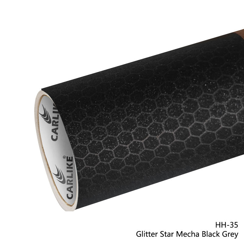 CARLIKE CL - HH - 35 Glitter Star Mecha Black Grey Vinyl - CARLIKE WRAP