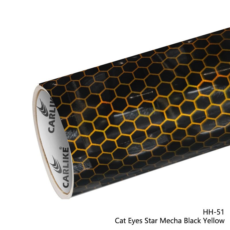 CARLIKE CL - HH - 51 Cat Eyes Star Mecha Black Yellow Vinyl - CARLIKE WRAP