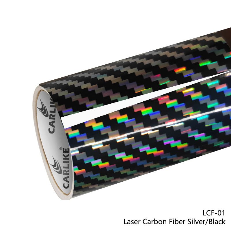 CARLIKE CL - LCF - 01P Laser Carbon Fiber Silver/Black Vinyl PET Liner - CARLIKE WRAP