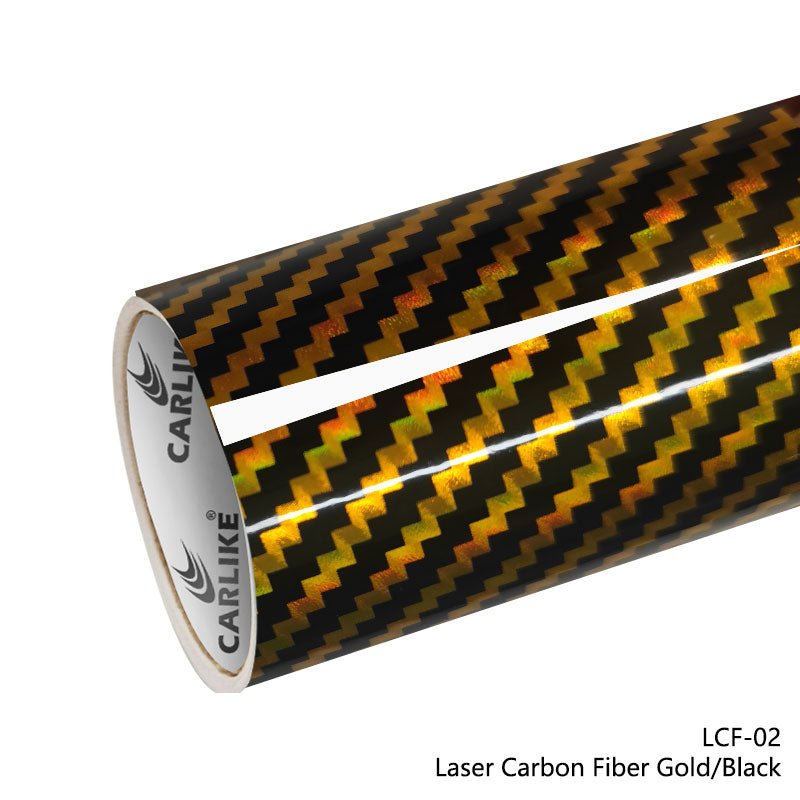 CARLIKE CL - LCF - 02P Laser Carbon Fiber Gold/Black Vinyl PET Liner - CARLIKE WRAP