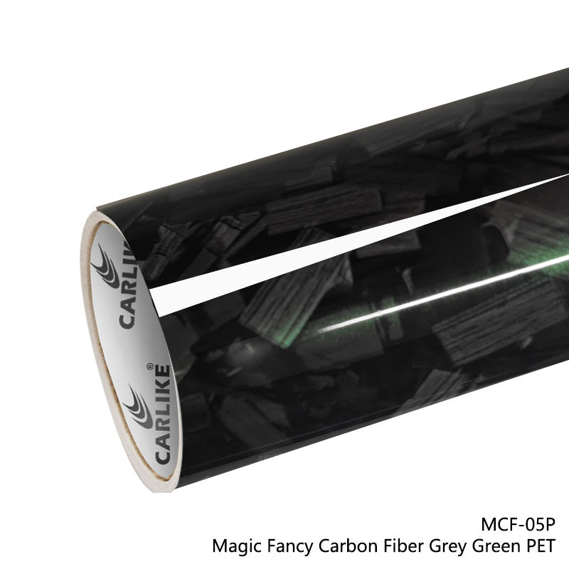 CARLIKE CL - MCF - 05P Magic Fancy Carbon Fiber Grey Green Vinyl PET Liner - CARLIKE WRAP