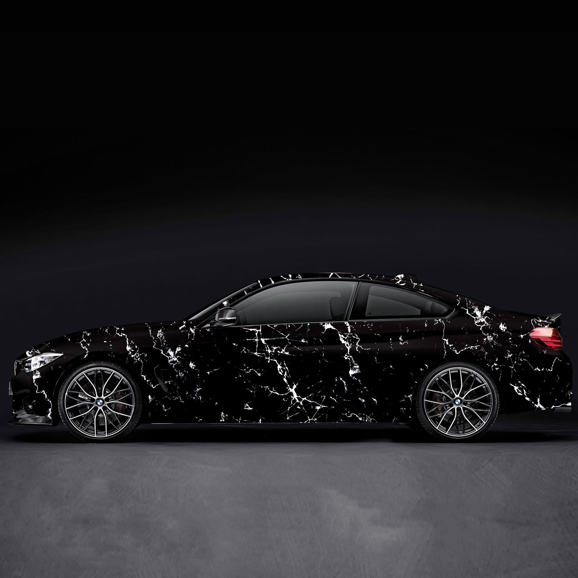 CARLIKE CL-MV-01 Emballage de voiture en vinyle noir imprimé marbre