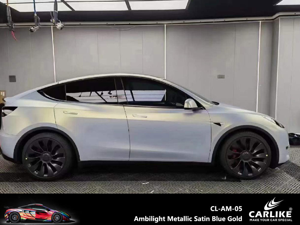 CARLIKE CL-AM-05P Ambilight Metallic Satin Blue Gold Vinyl PET Liner - CARLIKE WRAP