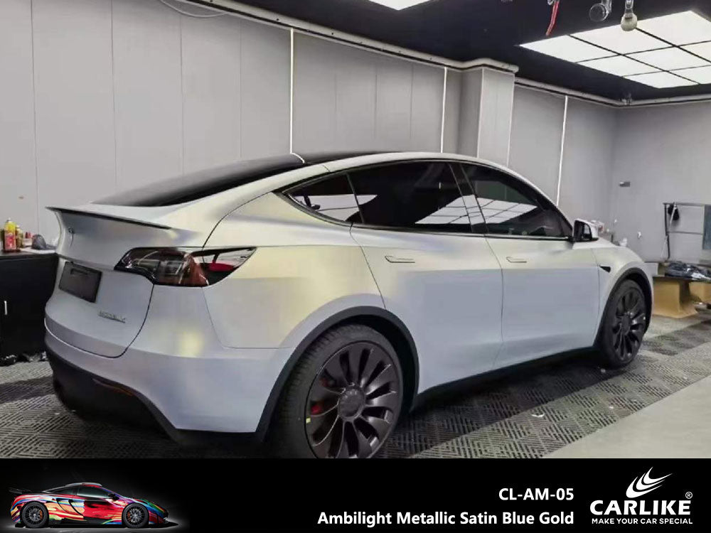 CARLIKE CL-AM-05P Ambilight Metallic Satin Blue Gold Vinyl PET Liner - CARLIKE WRAP