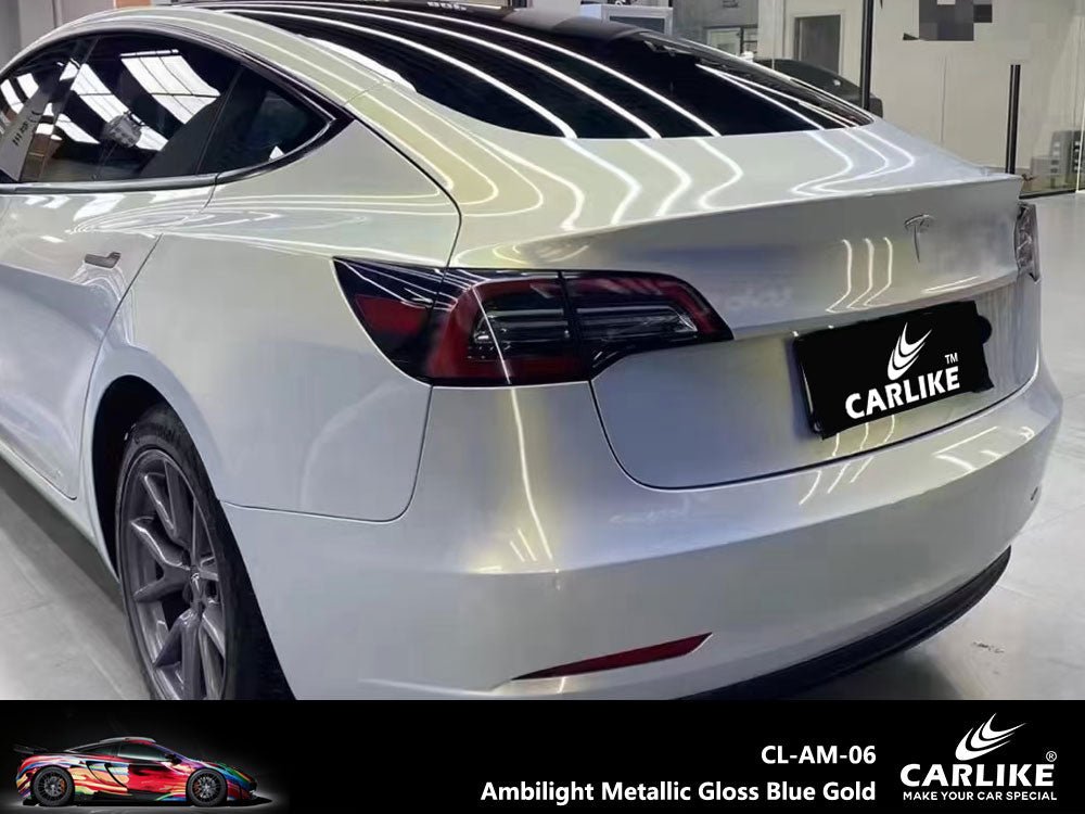 CARLIKE CL-AM-06P Ambilight Metallic Gloss Blue Gold Vinyl PET Liner - CARLIKE WRAP