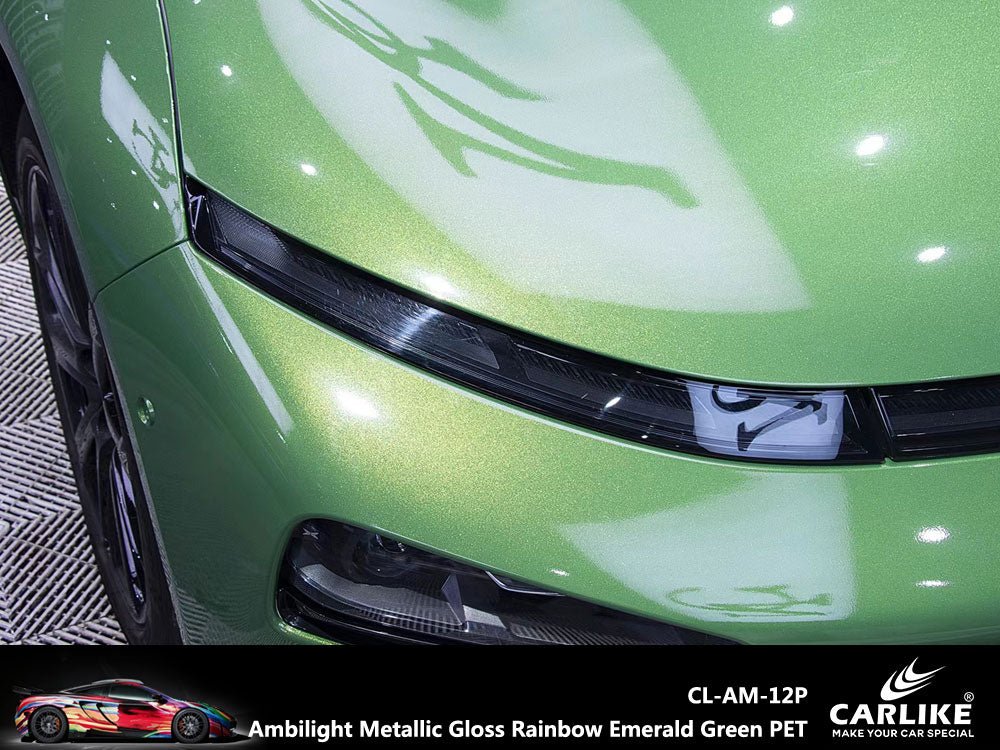 CARLIKE CL-AM-12P Ambilight Metallic Gloss Rainbow Emerald Green Vinyl PET Liner - CARLIKE WRAP