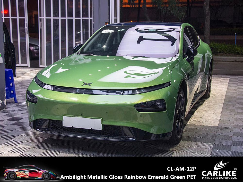 CARLIKE CL-AM-12P Ambilight Metallic Gloss Rainbow Emerald Green Vinyl PET Liner - CARLIKE WRAP