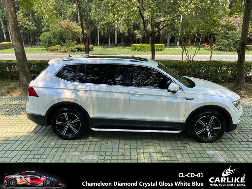 CARLIKE CL-CD-01 Chameleon Diamond Crystal Gloss White Blue Vinyl - CARLIKE WRAP