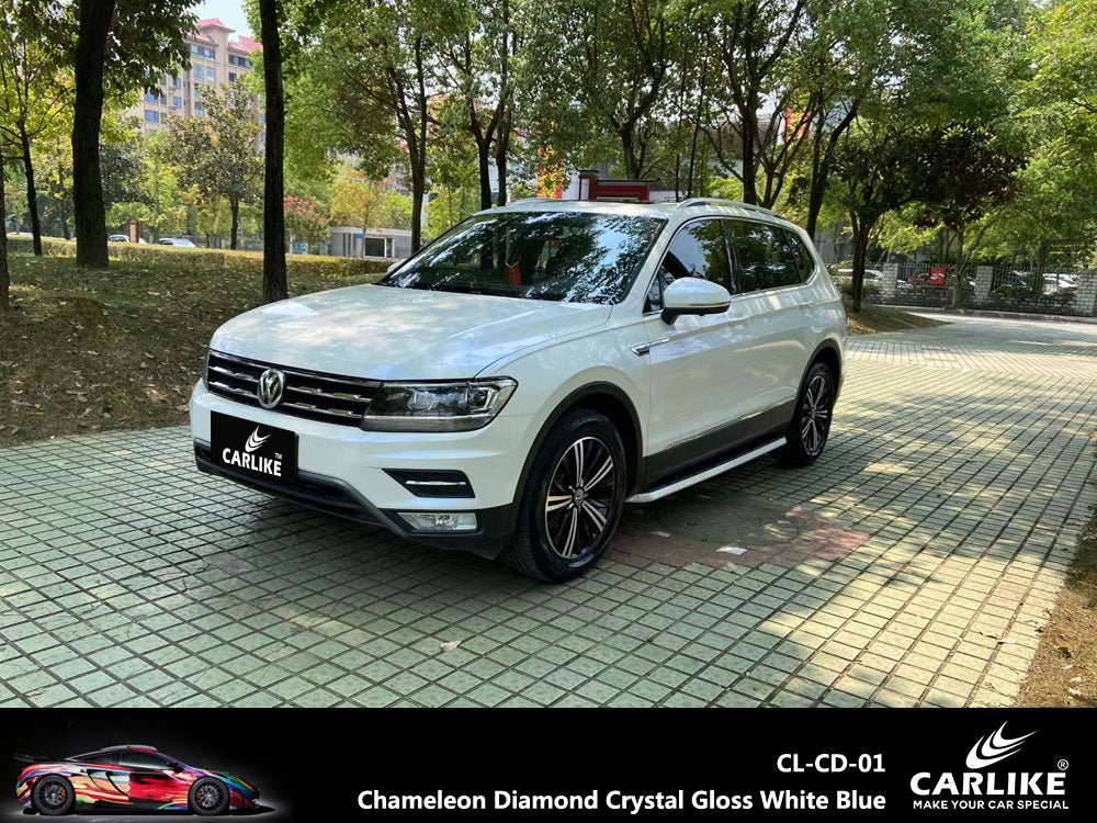 CARLIKE CL-CD-01 Chameleon Diamond Crystal Gloss White Blue Vinyl - CARLIKE WRAP