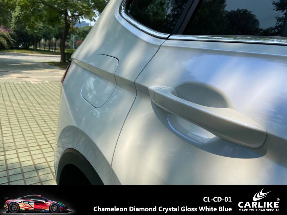 CARLIKE CL-CD-01 Chameleon Diamond Crystal Gloss White Blue Vinyl - CARLIKE WRAP