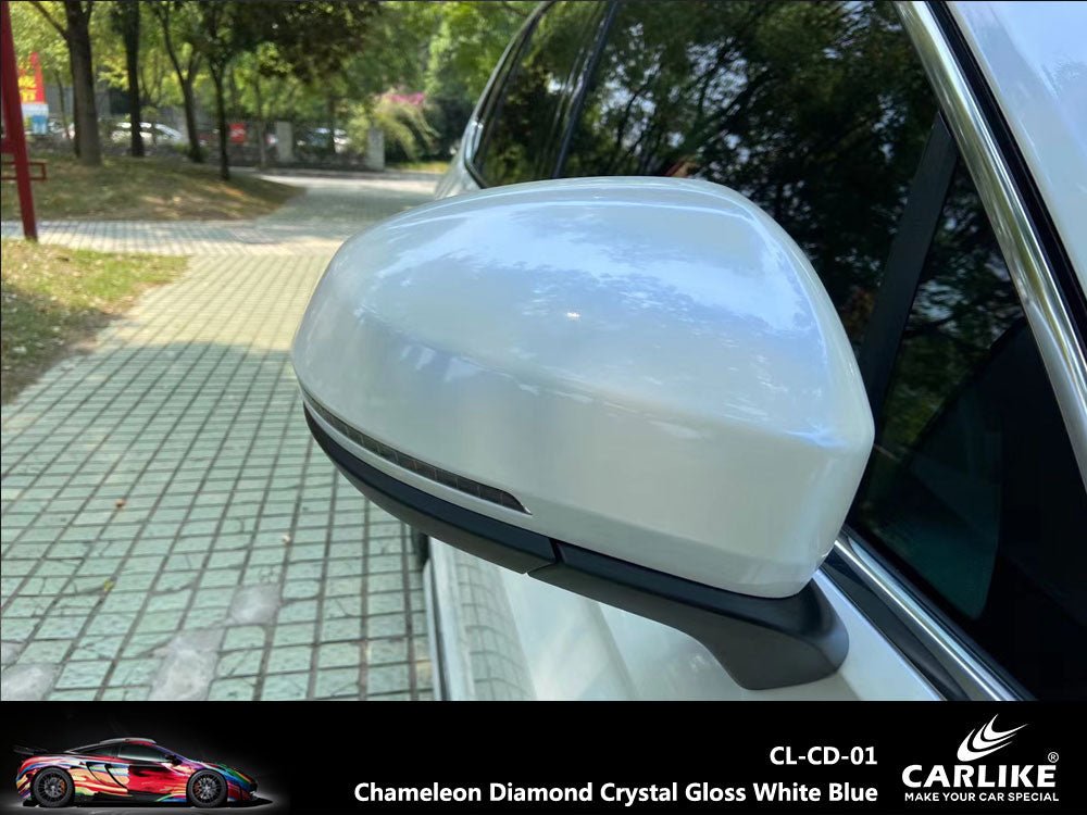 CARLIKE CL-CD-01P Chameleon Diamond Crystal Gloss White Blue Vinyl PET Liner - CARLIKE WRAP