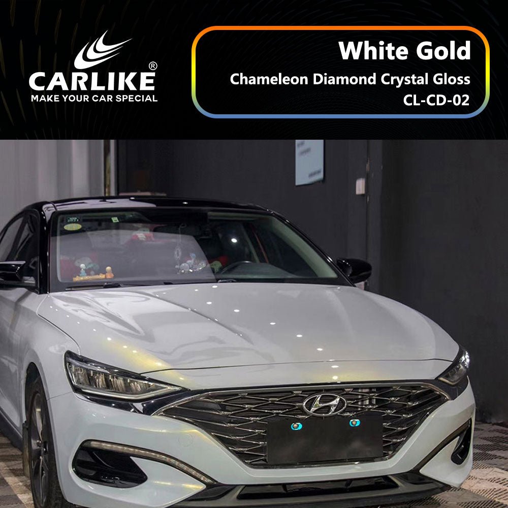 CARLIKE CL-CD-02 Chameleon Diamond Crystal Gloss White Gold Vinyl - CARLIKE WRAP