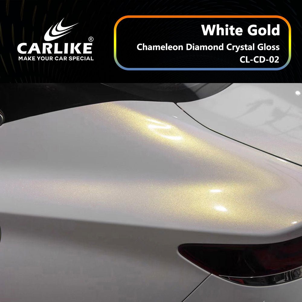 CARLIKE CL-CD-02 Chameleon Diamond Crystal Gloss White Gold Vinyl - CARLIKE WRAP