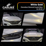 CARLIKE CL-CD-02P Chameleon Diamond Crystal Gloss White Gold Vinyl PET Liner - CARLIKE WRAP