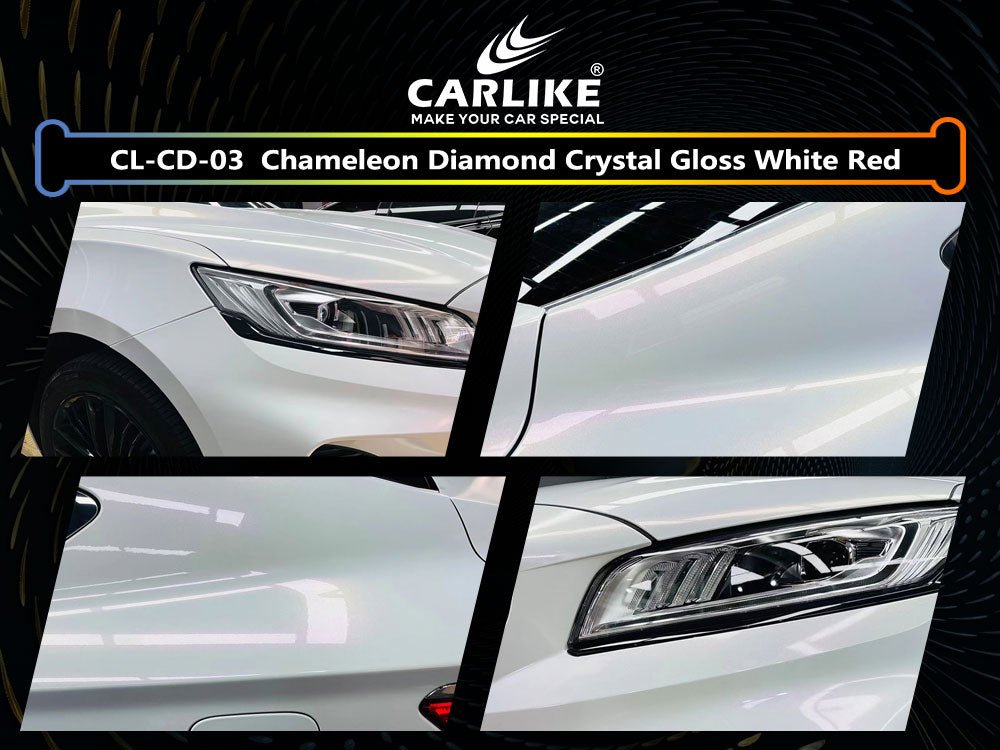 CARLIKE CL-CD-03 Chameleon Diamond Crystal Gloss White Red Vinyl - CARLIKE WRAP
