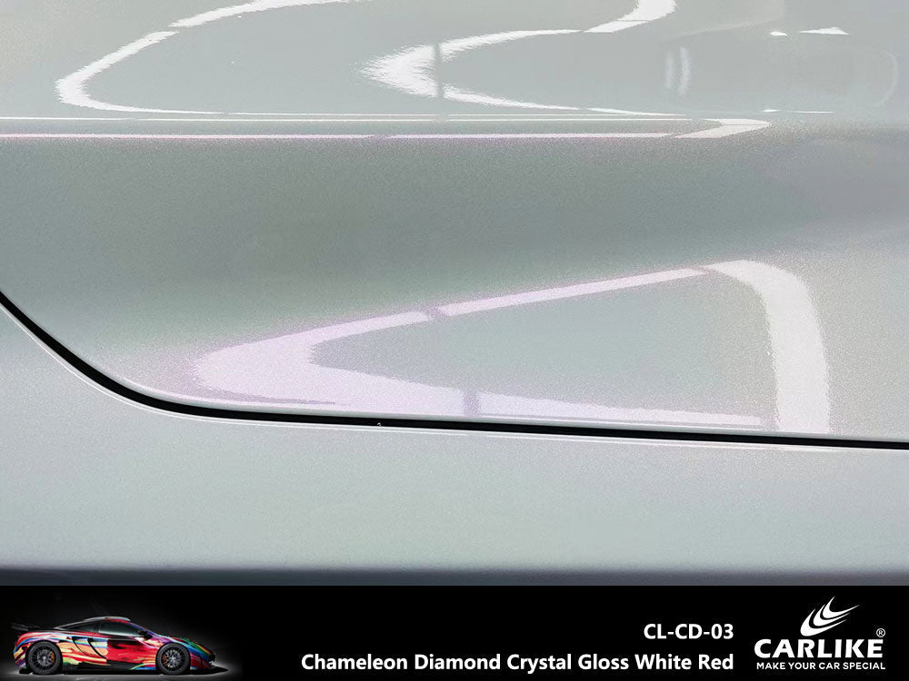 CARLIKE CL-CD-03P Chameleon Diamond Crystal Gloss White Red Vinyl PET Liner - CARLIKE WRAP
