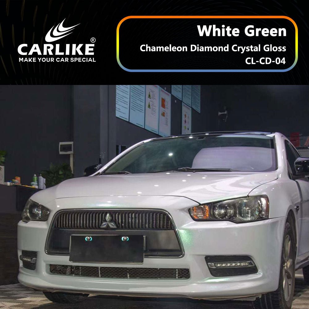 CARLIKE CL-CD-04 Chameleon Diamond Crystal Gloss White Green Vinyl - CARLIKE WRAP