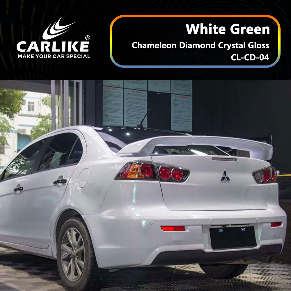 CARLIKE CL-CD-04 Chameleon Diamond Crystal Gloss White Green Vinyl - CARLIKE WRAP