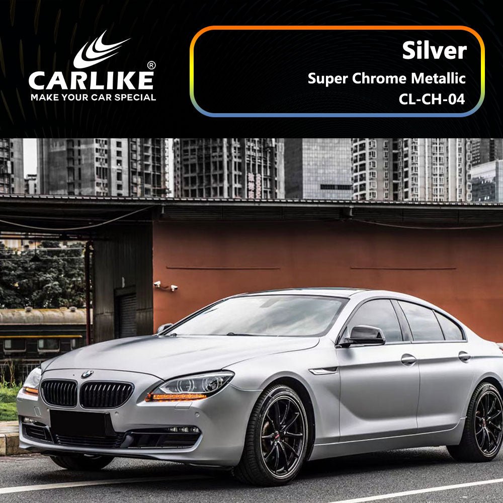 CARLIKE CL-CH-04 Super Chrome Metallic Silver Vinyl - CARLIKE WRAP