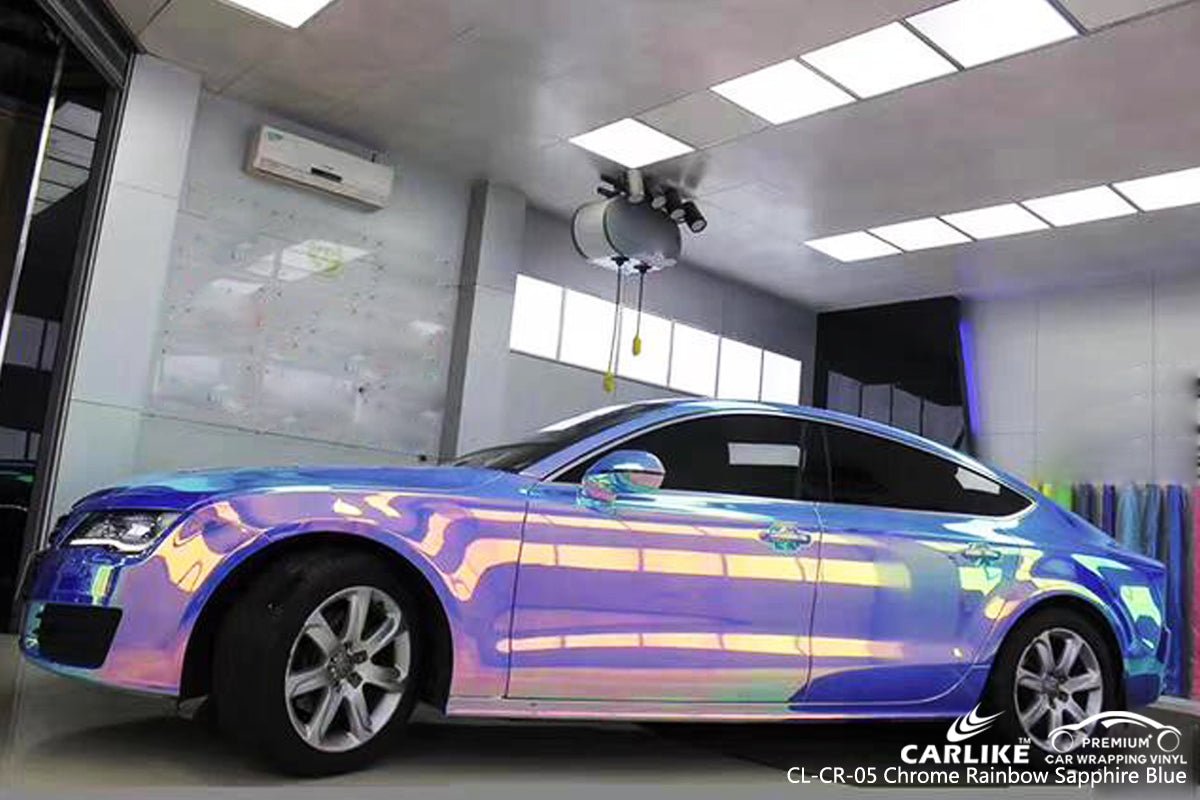 CARLIKE CL-CR-05 Chrome Rainbow Sapphire Blue Vinyl - CARLIKE WRAP