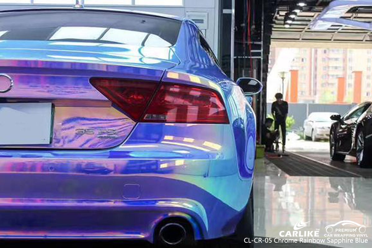 CARLIKE CL-CR-05 Chrome Rainbow Sapphire Blue Vinyl - CARLIKE WRAP