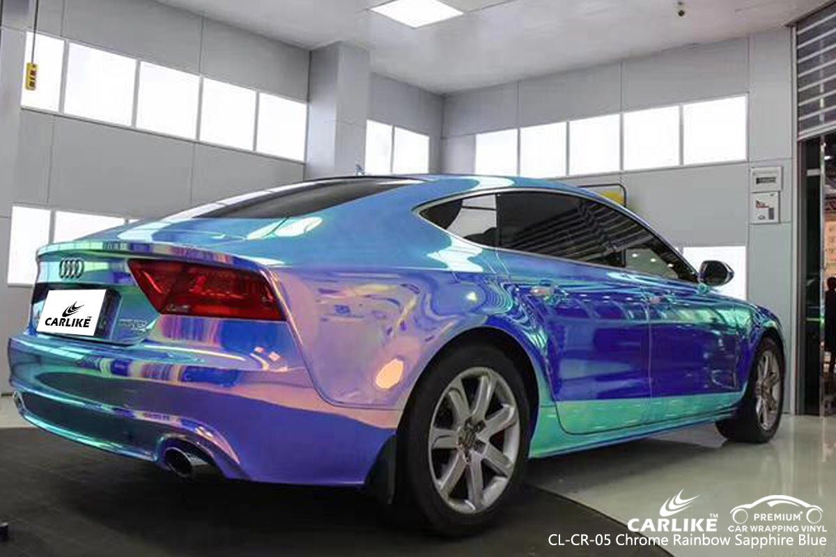 CARLIKE CL-CR-05 Chrome Rainbow Sapphire Blue Vinyl - CARLIKE WRAP