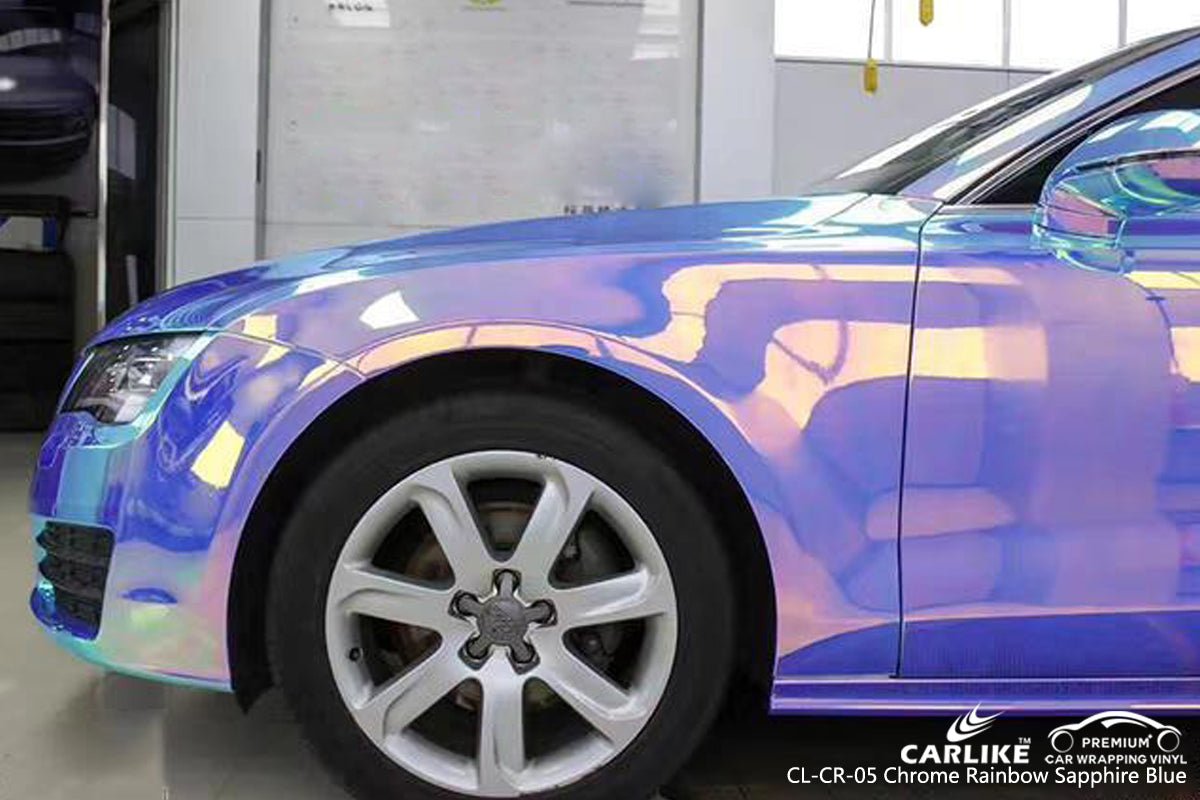 CARLIKE CL-CR-05 Chrome Rainbow Sapphire Blue Vinyl - CARLIKE WRAP