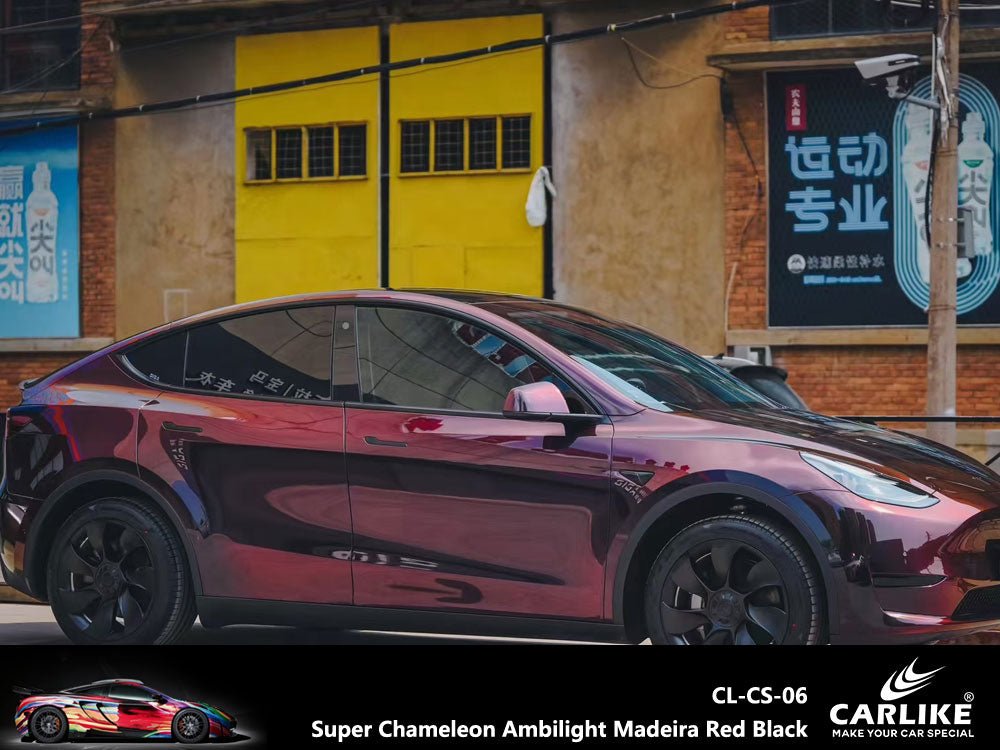 CARLIKE CL-CS-06P Super Chameleon Ambilight Madeira Red Black Vinyl PET Liner - CARLIKE WRAP