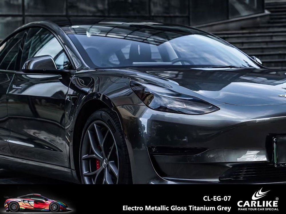 CARLIKE CL-EG-07 Electro Metallic Gloss Titanium Grey Vinyl - CARLIKE WRAP