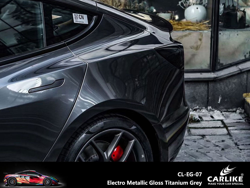 CARLIKE CL-EG-07 Electro Metallic Gloss Titanium Grey Vinyl - CARLIKE WRAP