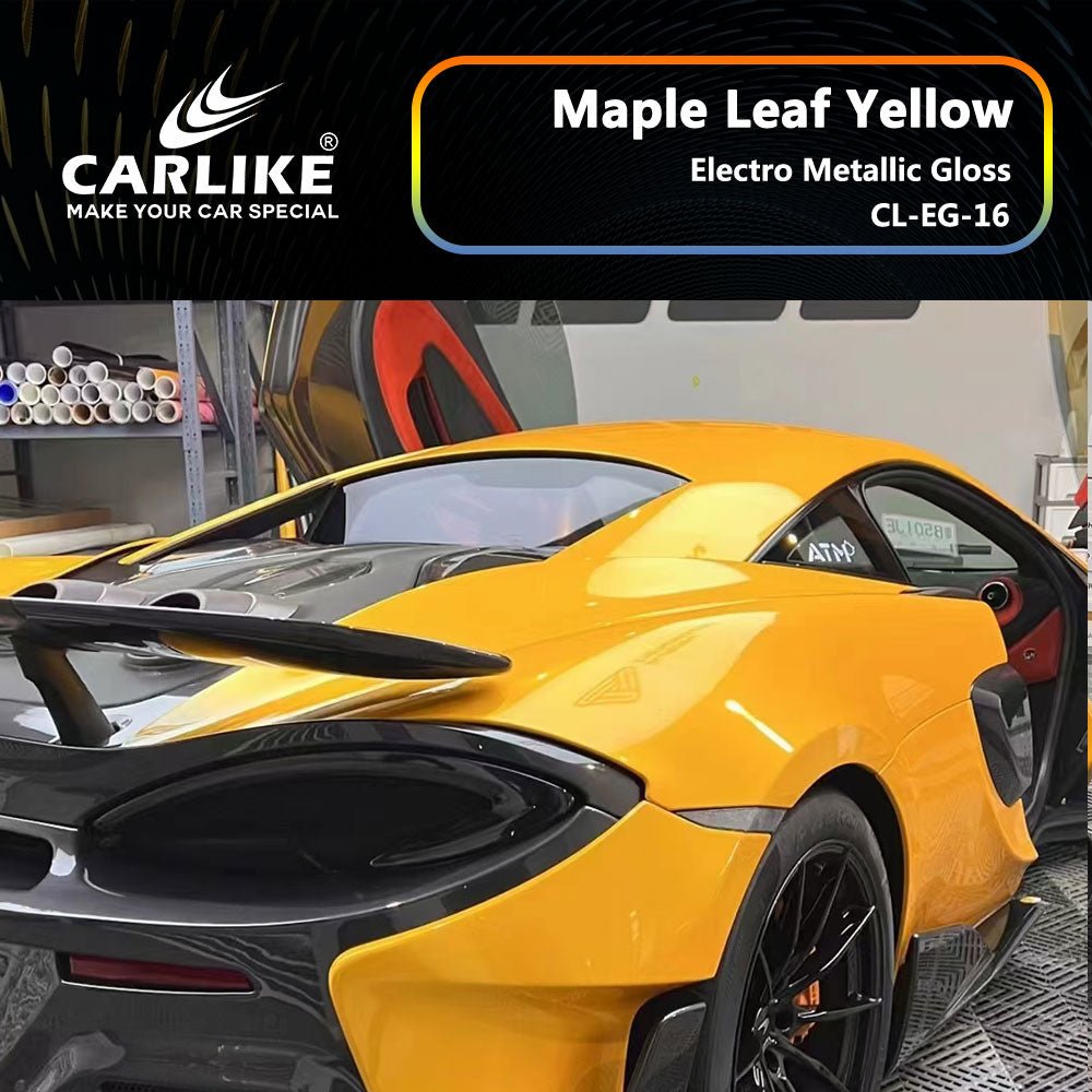 CARLIKE CL-EG-16P Electro Metallic Gloss Maple Leaf Yellow Vinyl PET Liner - CARLIKE WRAP