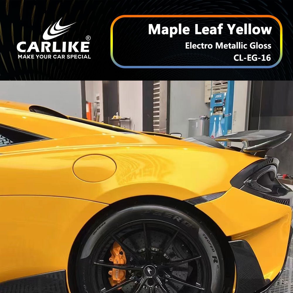 CARLIKE CL-EG-16P Electro Metallic Gloss Maple Leaf Yellow Vinyl PET Liner - CARLIKE WRAP