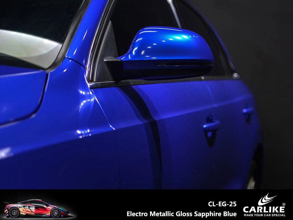 CARLIKE CL-EG-25P Electro Metallic Gloss Sapphire Blue Vinyl PET Liner - CARLIKE WRAP