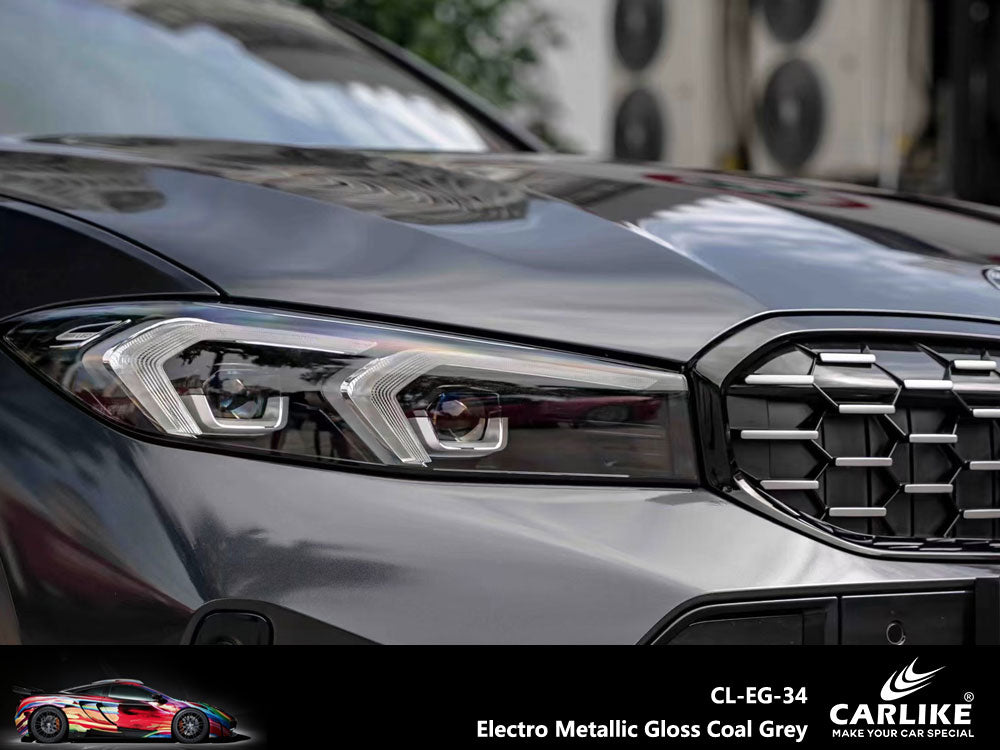 CARLIKE CL-EG-34 Electro Metallic Gloss Coal Grey Vinyl - CARLIKE WRAP