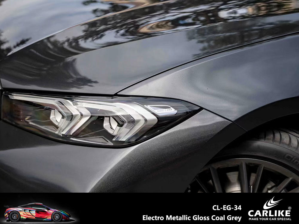 CARLIKE CL-EG-34 Electro Metallic Gloss Coal Grey Vinyl - CARLIKE WRAP