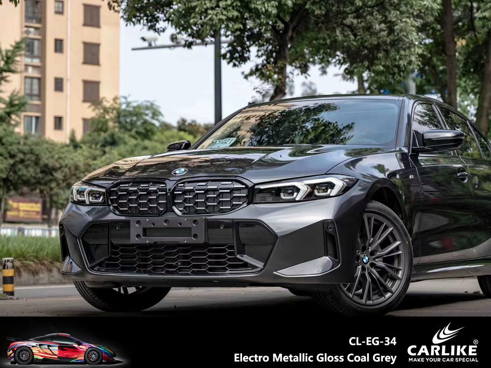 CARLIKE CL-EG-34P Electro Metallic Gloss Coal Grey Vinyl PET Liner - CARLIKE WRAP