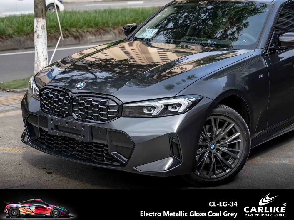 CARLIKE CL-EG-34P Electro Metallic Gloss Coal Grey Vinyl PET Liner - CARLIKE WRAP
