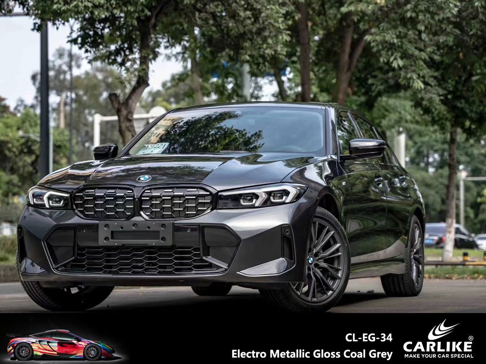 CARLIKE CL-EG-34P Electro Metallic Gloss Coal Grey Vinyl PET Liner - CARLIKE WRAP