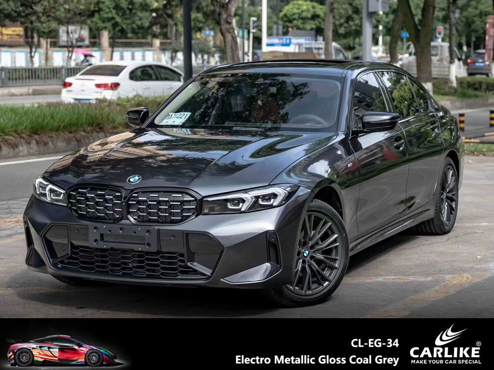 CARLIKE CL-EG-34P Electro Metallic Gloss Coal Grey Vinyl PET Liner - CARLIKE WRAP