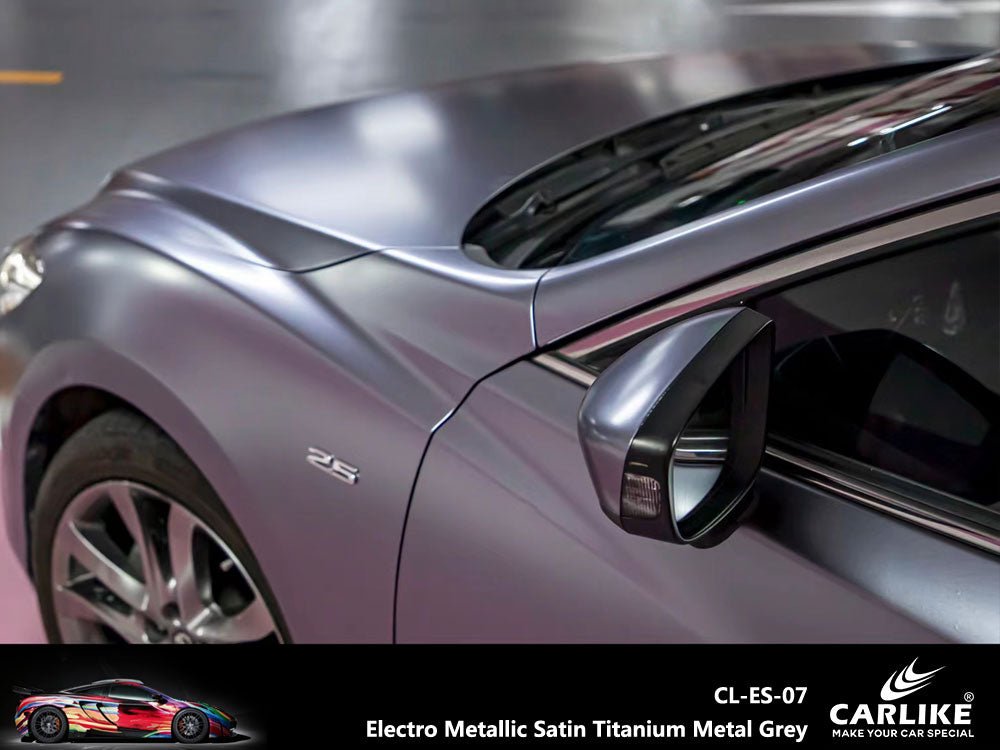 CARLIKE CL-ES-07 Electro Metallic Satin Titanium Metal Grey Vinyl - CARLIKE WRAP