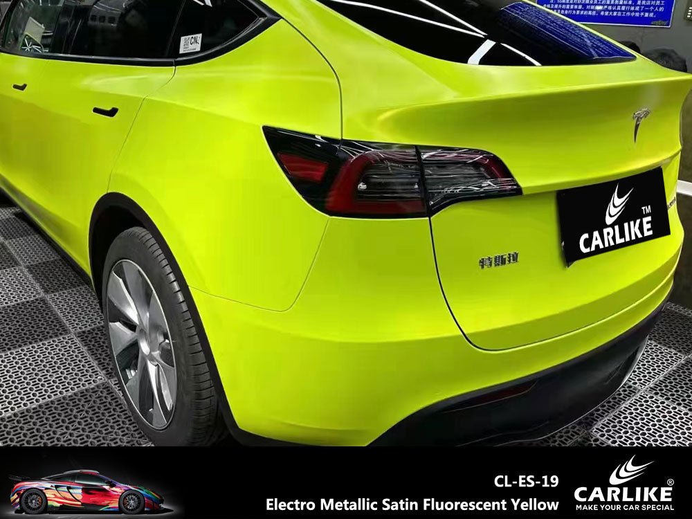 CARLIKE CL-ES-19 Electro Metallic Satin Fluorescent Yellow Vinyl - CARLIKE WRAP
